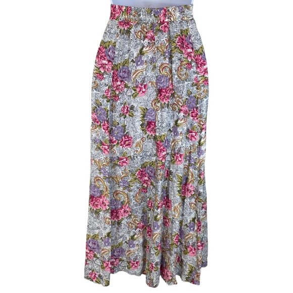 Vintage Y2K ZZ Michaels Maxi Skirt | M | Floral | Full Button USA | Cottagecore - Picture 2 of 10